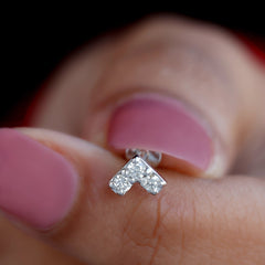 Round Moissanite Chevron Tragus Earring for Women
