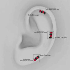 Pear Cut Ruby and Black Onyx Bar Earring for Helix Piercing