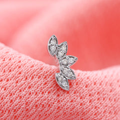 Natural Round Diamond Flower Earring for Helix Piercing
