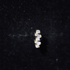 Baguette and Round Moissanite Ear Crawler Earring