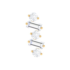 Baguette and Round Moissanite Ear Crawler Earring