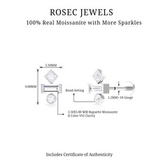 Certified Moissanite Three Stone Earring for Tragus Piercing