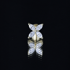 Marquise Cut Moissanite Flower Cartilage Earring