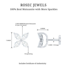 Marquise Cut Moissanite Flower Cartilage Earring
