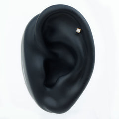 Dainty Round Diamond Conch Earring in Prong Setting