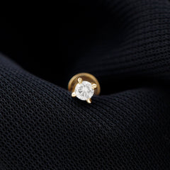 Dainty Round Diamond Conch Earring in Prong Setting