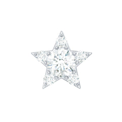 Dainty Moissanite Star Cartilage Earring with Flat Back