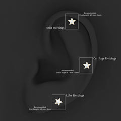 Dainty Moissanite Star Cartilage Earring with Flat Back