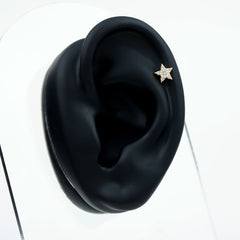 Dainty Moissanite Star Cartilage Earring with Flat Back
