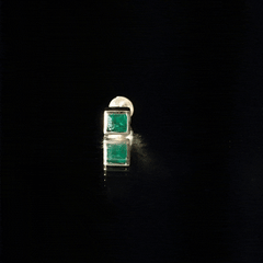 Princess Cut Emerald Helix Earring in Bezel Setting
