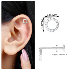 Diamond Circle Earring for Conch Piercing