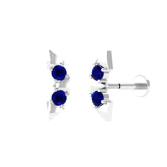 Blue Sapphire Ear Crawler Earring for Helix Piercing
