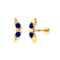 Blue Sapphire Ear Crawler Earring for Helix Piercing