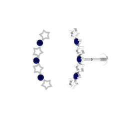 Natural Blue Sapphire Celestial Climber Earring