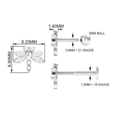 Diamond Dragon Fly Earring for Helix Piercing