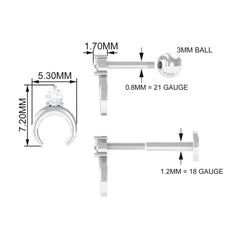 Diamond Minimalist Earring for Helix Piercing