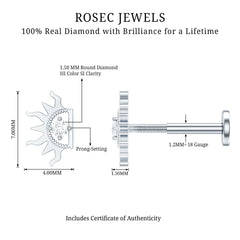 Diamond Half Sun Tragus Earring