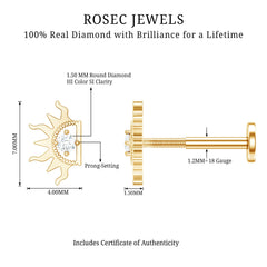 Diamond Half Sun Tragus Earring