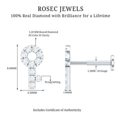 Diamond Key Shape Tragus Earring