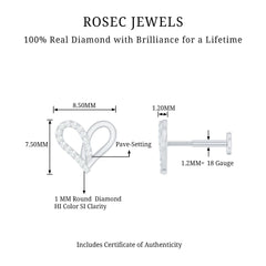 Diamond Heart Earring for Helix Piercing