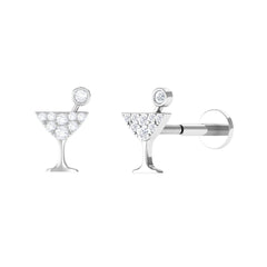 Diamond Wine Glass Earring for Tragus Piercing