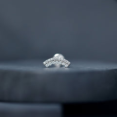 Certified Moissanite Curved Earring for Cartilage Piercing