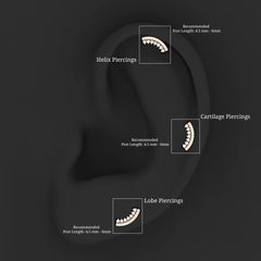 Certified Moissanite Curved Earring for Cartilage Piercing