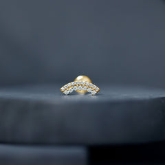 Certified Moissanite Curved Earring for Cartilage Piercing