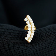 Certified Moissanite Curved Earring for Cartilage Piercing