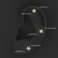 Diamond Snowflake Earring for Upper Lobe Piercing