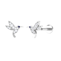 Diamond Hummingbird Earring for Helix Piercing
