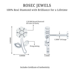 Diamond Flower Helix Earring