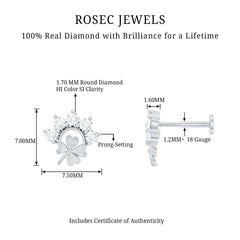 Diamond Four Leaf Clover Earring