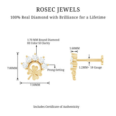 Diamond Four Leaf Clover Earring