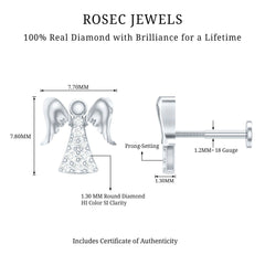Minimal Diamond Angel Upper Lobe Earring