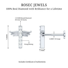 Diamond Cross Earring for Tragus Piercing