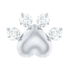 Round Moissanite Gold Heart Paw Earring for Helix Piercing