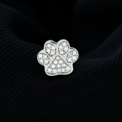 Moissanite Dog Paw Print Earring for Cartilage Piercing