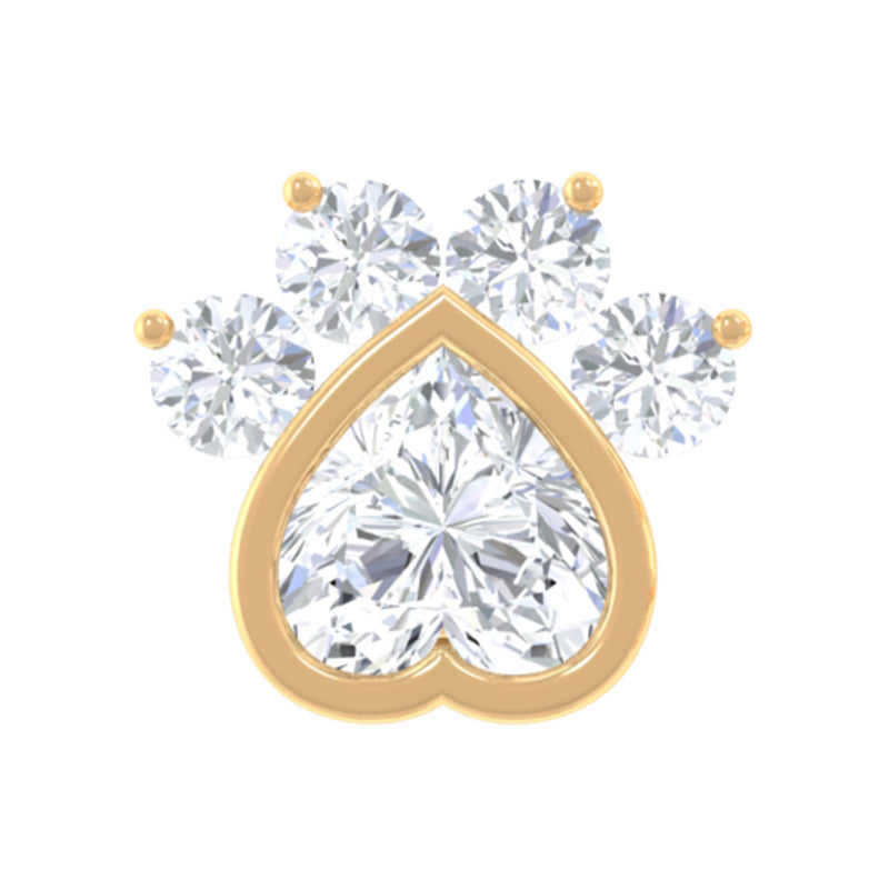 Round and Heart Shape Moissanite Paw Helix Earring