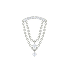 Moissanite Double Chain Dangling Earring for Cartilage Piercing