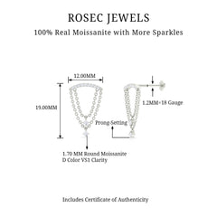 Moissanite Double Chain Dangling Earring for Cartilage Piercing
