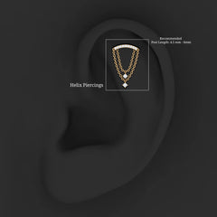 Moissanite Double Chain Dangling Earring for Cartilage Piercing