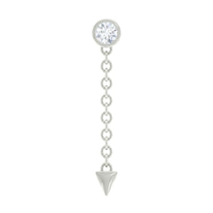 Bezel Set Diamond Chain Drop Earring for Cartilage Piercing