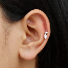 Marquise Moissanite Drop Earring for Tragus Piercing