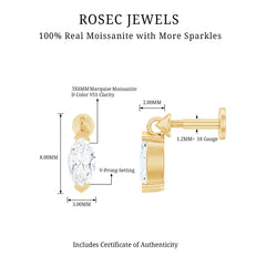 Marquise Moissanite Drop Earring for Tragus Piercing