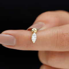 Marquise Moissanite Drop Earring for Tragus Piercing