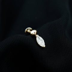 Marquise Moissanite Drop Earring for Tragus Piercing