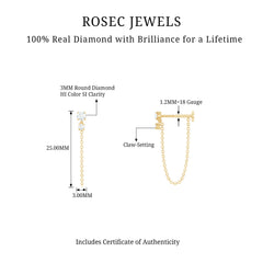 Certified Diamond Chain Drop Earring for Helix Piercing