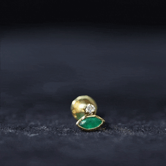 Marquise Cut Lab Grown Emerald Helix Earring with Certificate