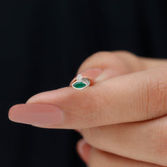 Marquise Cut Lab Grown Emerald Helix Earring with Certificate